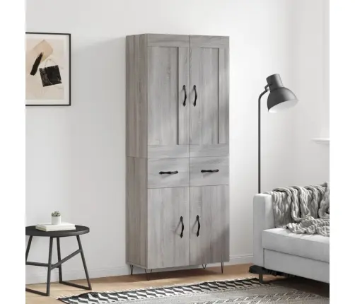 Augstais Skapis, Pelēks, 69,5X34X180 Cm, Inženierijas Koks Vidaxl