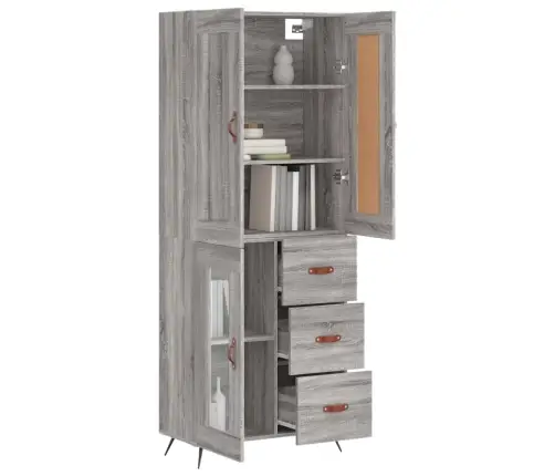 Augstais Skapis, Pelēks, 69,5X34X180 Cm, Inženierijas Koks Vidaxl