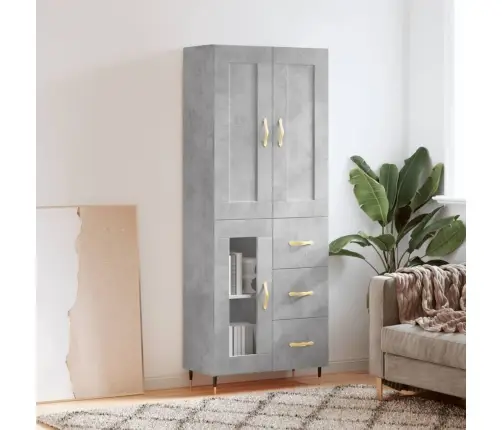 Augstais Skapis, Pelēks, 69,5X34X180 Cm, Inženierijas Koks Vidaxl