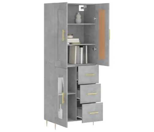 Augstais Skapis, Pelēks, 69,5X34X180 Cm, Inženierijas Koks Vidaxl