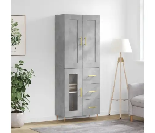 Augstais Skapis, Pelēks, 69,5X34X180 Cm, Inženierijas Koks Vidaxl