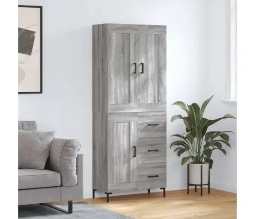 Augstais Skapis, Pelēks, 69,5X34X180 Cm, Inženierijas Koks Vidaxl