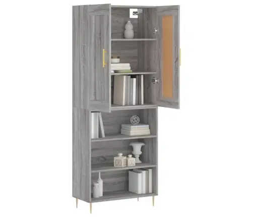 Augstais Skapis, Pelēks, 69,5X34X180 Cm, Inženierijas Koks Vidaxl