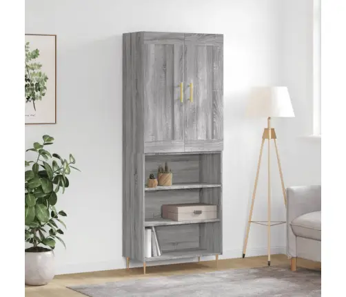 Augstais Skapis, Pelēks, 69,5X34X180 Cm, Inženierijas Koks Vidaxl