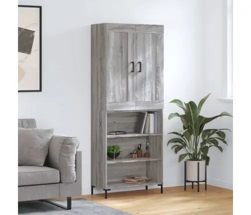 Augstais Skapis, Pelēks, 69,5X34X180 Cm, Inženierijas Koks Vidaxl