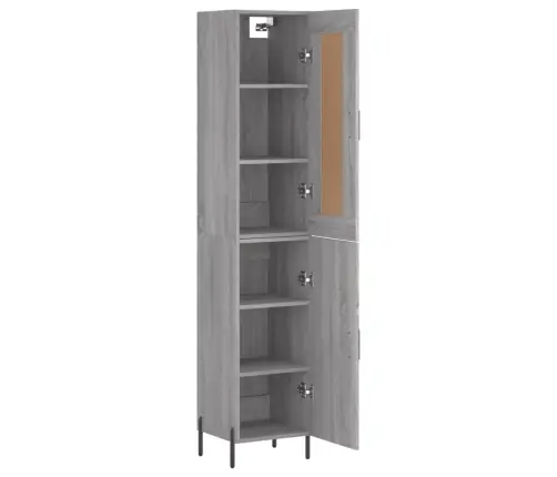 Augstais Skapītis, Pelēks, 34,5X34X180 Cm, Inženierijas Koks Vidaxl