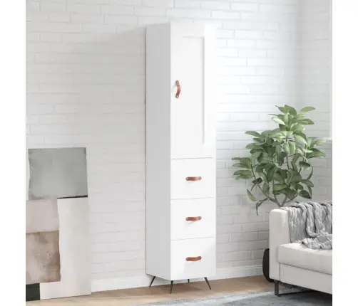 Kõrge Kapp, Kõrgläikega Valge, 34,5X34X180 cm Tehispuit