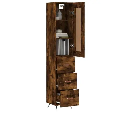 Kõrge Kapp, Suitsutatud Tamm, 34,5X34X180 cm Tehispuit
