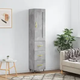 Augstais Skapītis, Pelēks, 34,5X34X180 Cm, Inženierijas Koks Vidaxl