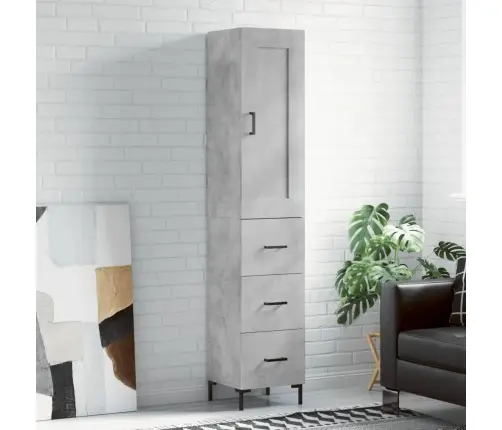 Augstais Skapītis, Pelēks, 34,5X34X180 Cm, Inženierijas Koks Vidaxl