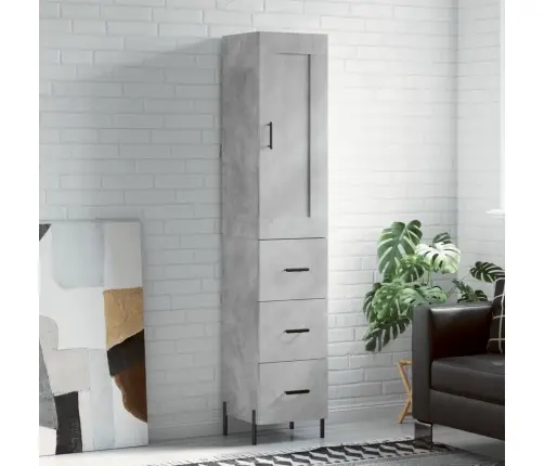 Komoda, Betono Pilkos Spalvos, 34,5X34X180cm Apdirbta Mediena