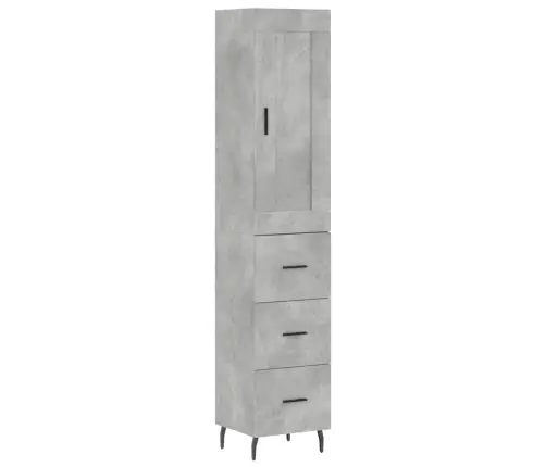 Augstais Skapītis, Pelēks, 34,5X34X180 Cm, Inženierijas Koks Vidaxl
