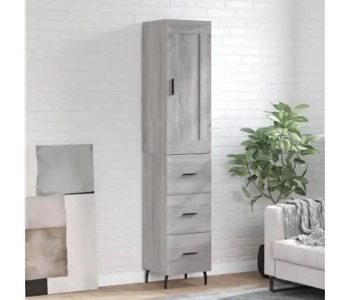 Komoda, Pilkos Ąžuolo Spalvos, 34,5X34X180cm Apdirbta Mediena Komoda, Pilkos Ąžuolo Spalvos, 34,5X34X180cm Apdirbta Mediena