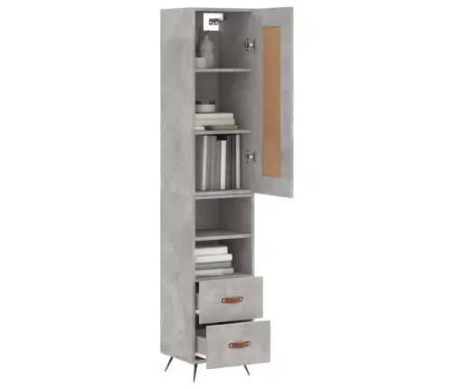 Komoda, Betono Pilkos Spalvos, 34,5X34X180cm Apdirbta Mediena