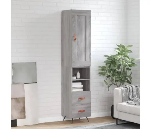 Komoda, Pilkos Ąžuolo Spalvos, 34,5X34X180cm Apdirbta Mediena