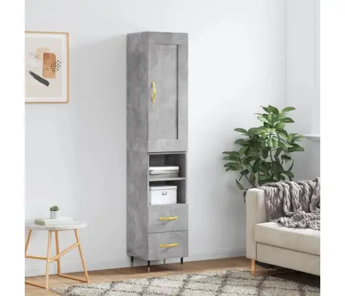 Augstais Skapītis, Pelēks, 34,5X34X180 Cm, Inženierijas Koks Vidaxl