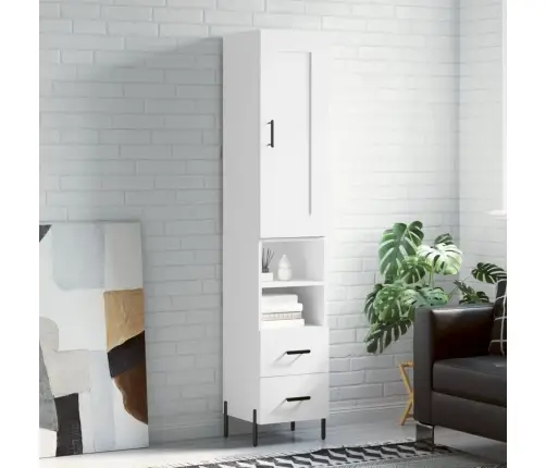 Augstais Skapītis, Balts, 34,5X34X180 Cm, Inženierijas Koks Vidaxl