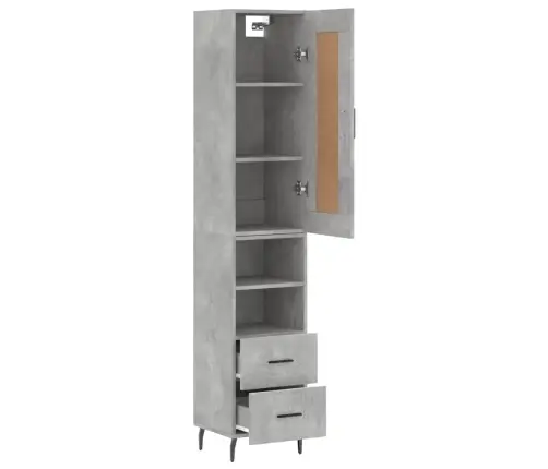 Augstais Skapītis, Pelēks, 34,5X34X180 Cm, Inženierijas Koks Vidaxl