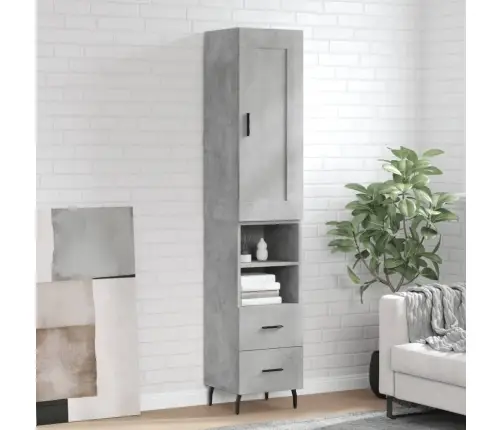 Augstais Skapītis, Pelēks, 34,5X34X180 Cm, Inženierijas Koks Vidaxl