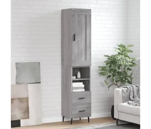 Kõrge Kapp, Hall Sonoma Tamm, 34,5X34X180 cm Tehispuit