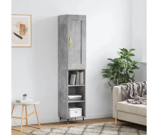 Komoda, Betono Pilkos Spalvos, 34,5X34X180cm Apdirbta Mediena