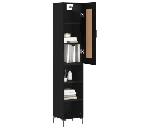 Augstais Skapītis, Melns, 34,5X34X180 Cm, Inženierijas Koks Vidaxl