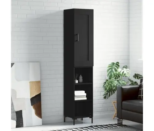 Augstais Skapītis, Melns, 34,5X34X180 Cm, Inženierijas Koks Vidaxl