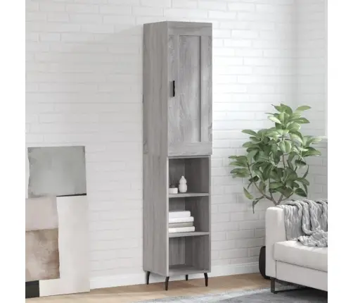 Augstais Skapītis, Pelēks, 34,5X34X180 Cm, Inženierijas Koks Vidaxl