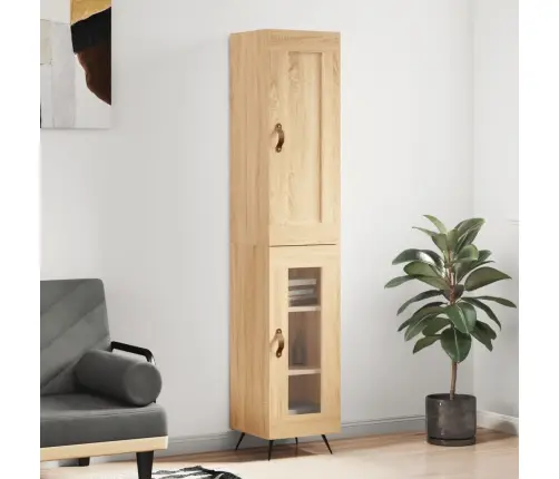 Augstais Skapītis, Ozolkoka, 34,5X34X180 Cm, Inženierijas Koks Vidaxl