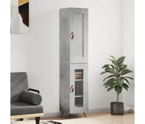 Augstais Skapītis, Pelēks, 34,5X34X180 Cm, Inženierijas Koks Vidaxl