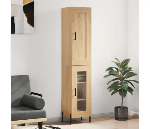 Augstais Skapītis, Ozolkoka, 34,5X34X180 Cm, Inženierijas Koks Vidaxl