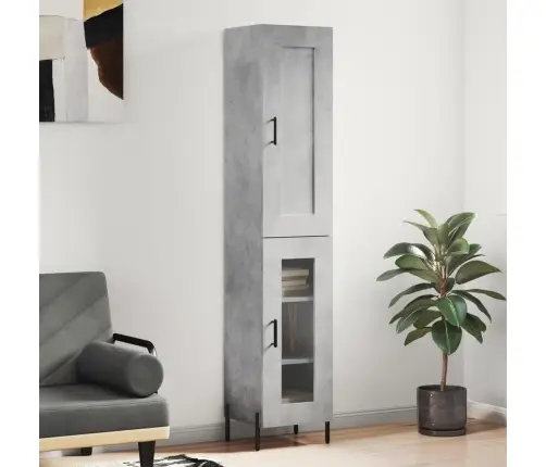 Komoda, Betono Pilkos Spalvos, 34,5X34X180cm Apdirbta Mediena