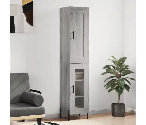 Kõrge Kapp, Hall Sonoma Tamm, 34,5X34X180 cm Tehispuit