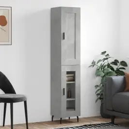 Augstais Skapītis, Pelēks, 34,5X34X180 Cm, Inženierijas Koks Vidaxl