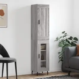 Augstais Skapītis, Pelēks, 34,5X34X180 Cm, Inženierijas Koks Vidaxl