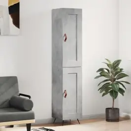 Augstais Skapītis, Pelēks, 34,5X34X180 Cm, Inženierijas Koks Vidaxl