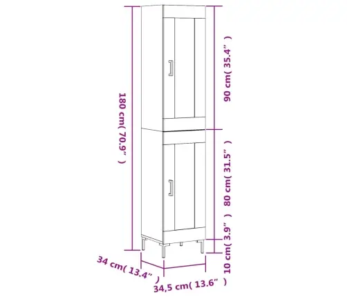Komoda, Betono Pilkos Spalvos, 34,5X34X180cm Apdirbta Mediena