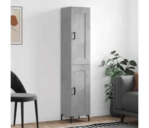 Komoda, Betono Pilkos Spalvos, 34,5X34X180cm Apdirbta Mediena