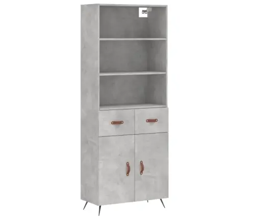 Augstais Skapis, Pelēks, 69,5X34X180 Cm, Inženierijas Koks Vidaxl