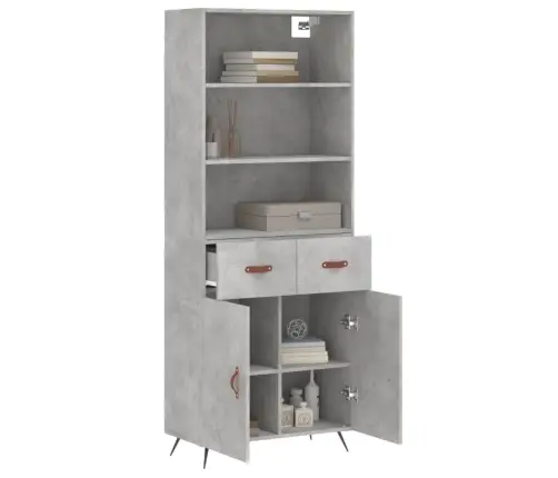 Augstais Skapis, Pelēks, 69,5X34X180 Cm, Inženierijas Koks Vidaxl