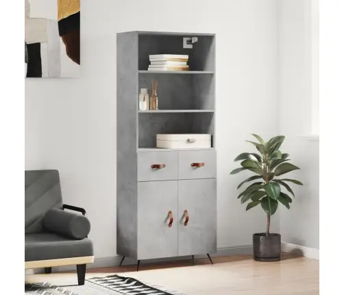 Augstais Skapis, Pelēks, 69,5X34X180 Cm, Inženierijas Koks Vidaxl