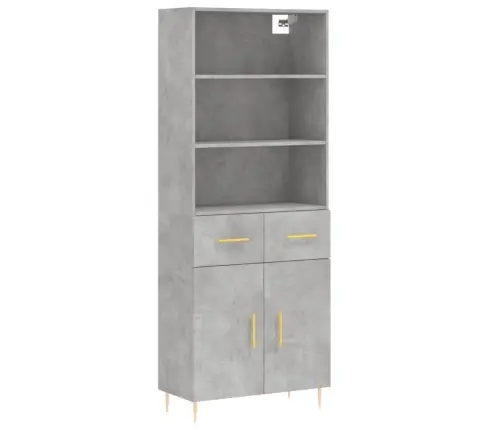 Augstais Skapis, Pelēks, 69,5X34X180 Cm, Inženierijas Koks Vidaxl