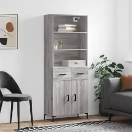 Augstais Skapis, Pelēks, 69,5X34X180 Cm, Inženierijas Koks Vidaxl