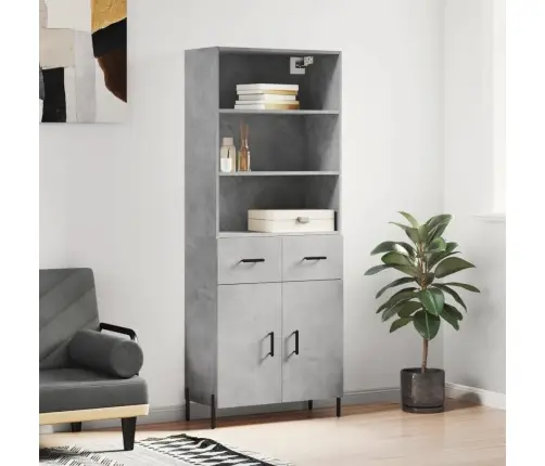 Augstais Skapis, Pelēks, 69,5X34X180 Cm, Inženierijas Koks Vidaxl