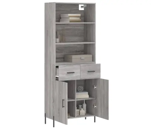 Augstais Skapis, Pelēks, 69,5X34X180 Cm, Inženierijas Koks Vidaxl