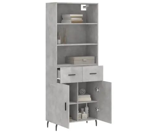 Augstais Skapis, Pelēks, 69,5X34X180 Cm, Inženierijas Koks Vidaxl