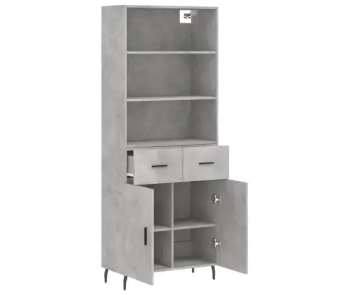 Augstais Skapis, Pelēks, 69,5X34X180 Cm, Inženierijas Koks Vidaxl
