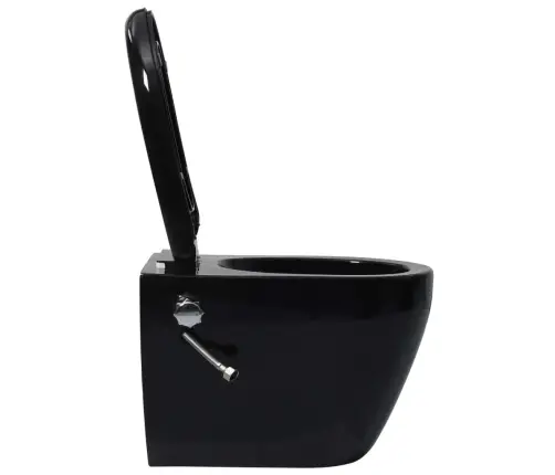 Pie Sienas Stiprināms Tualetes Pods Ar Tvertni, Melna Keramika  Vidaxl