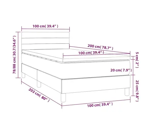 Atsperu Gulta Ar Matraci, Tumši Zaļš Samts, 100X200 Cm Vidaxl