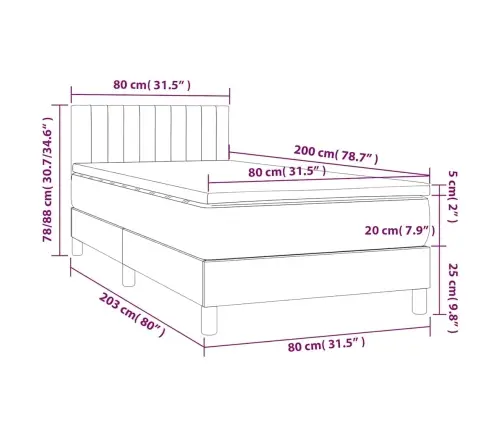 Atsperu Gulta Ar Matraci, Tumši Zils Samts, 80X200 Cm Vidaxl